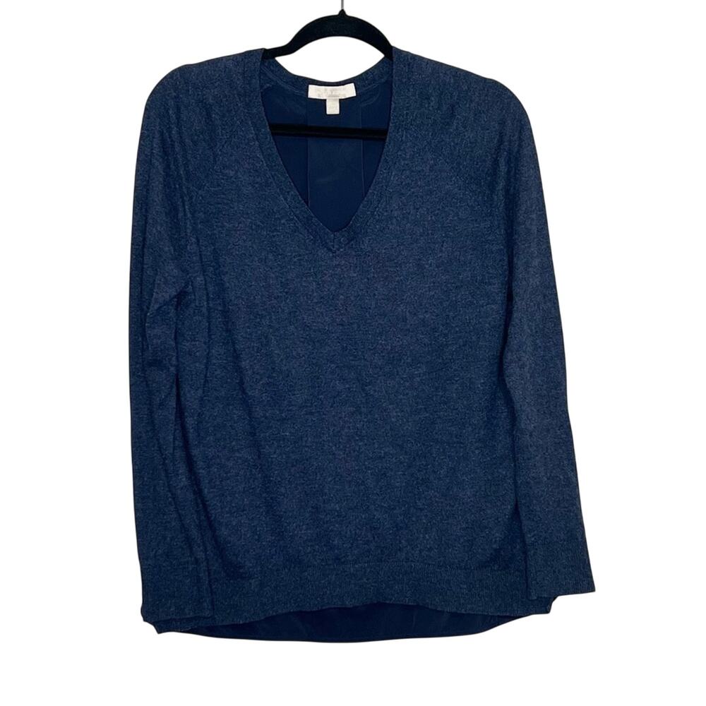 Banana Republic Wool Blend Navy Long Sleeve V Neck Sweater Size Medium